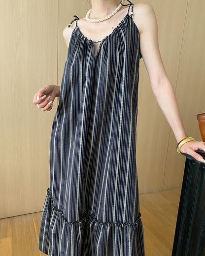 Striped Fabric Maxi Dress