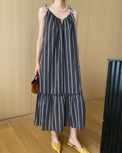 Striped Fabric Maxi Dress