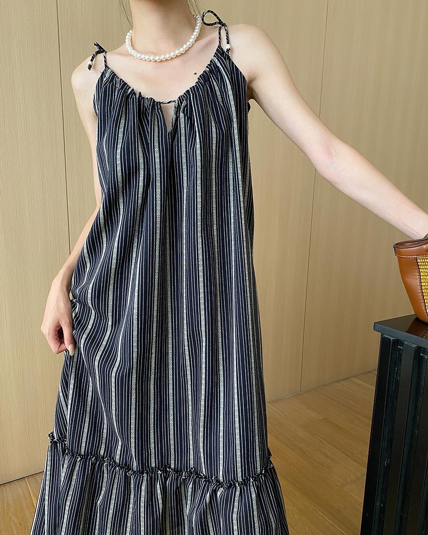 Striped Fabric Maxi Dress