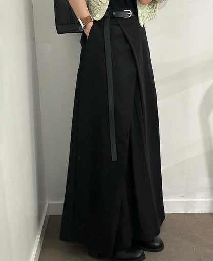 高腰壓褶設計感A字裙