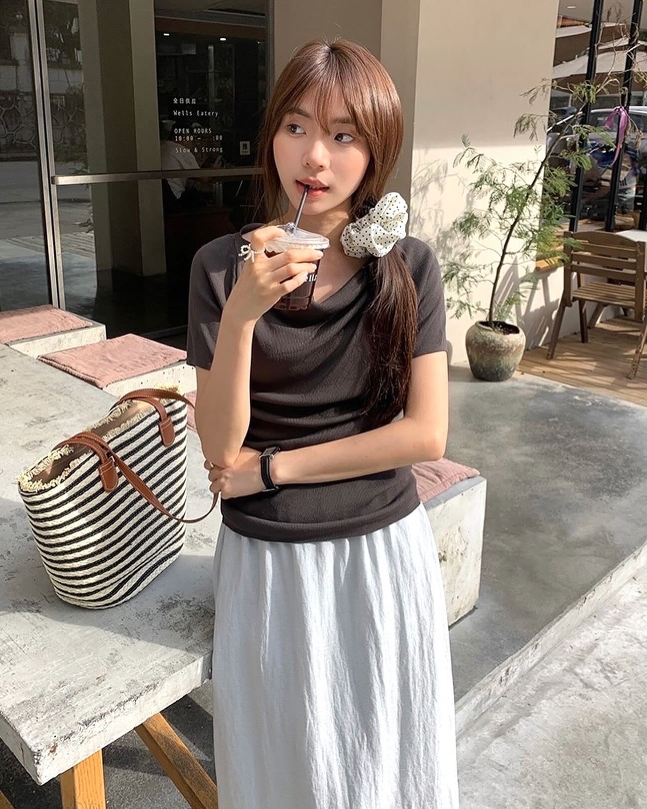 Design-inspired Asymmetric Cowl Neck Top