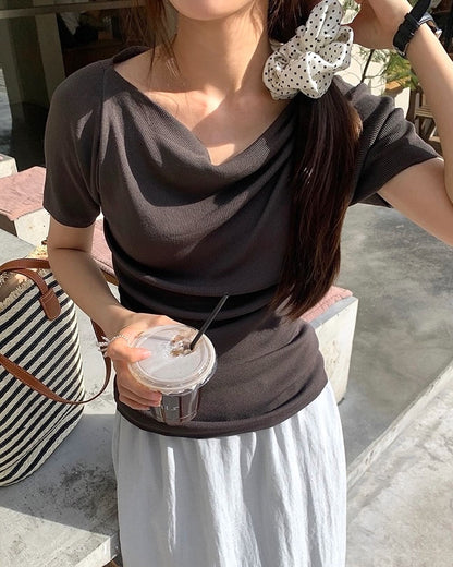 Design-inspired Asymmetric Cowl Neck Top