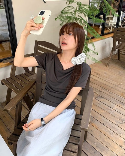 Design-inspired Asymmetric Cowl Neck Top