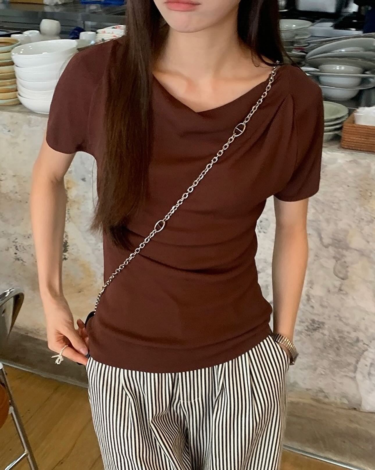 Design-inspired Asymmetric Cowl Neck Top