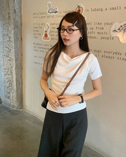 Design-inspired Asymmetric Cowl Neck Top