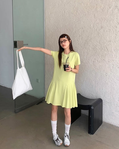 Crew Neck Ruched Dress