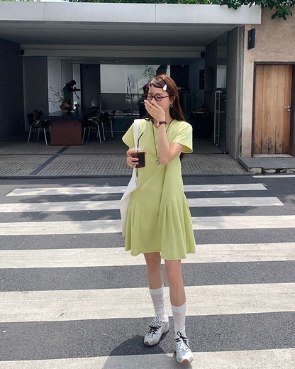 Crew Neck Ruched Dress