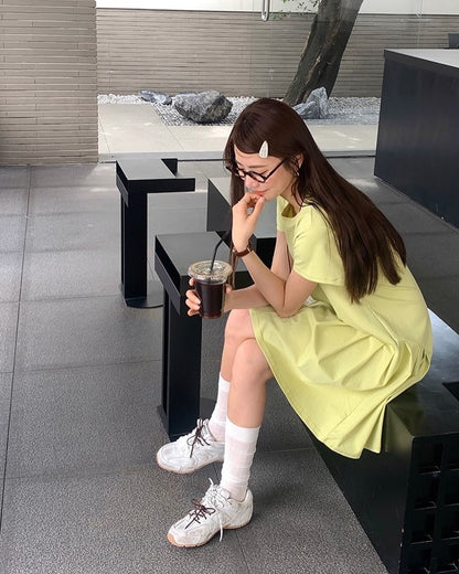 Crew Neck Ruched Dress