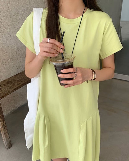 Crew Neck Ruched Dress