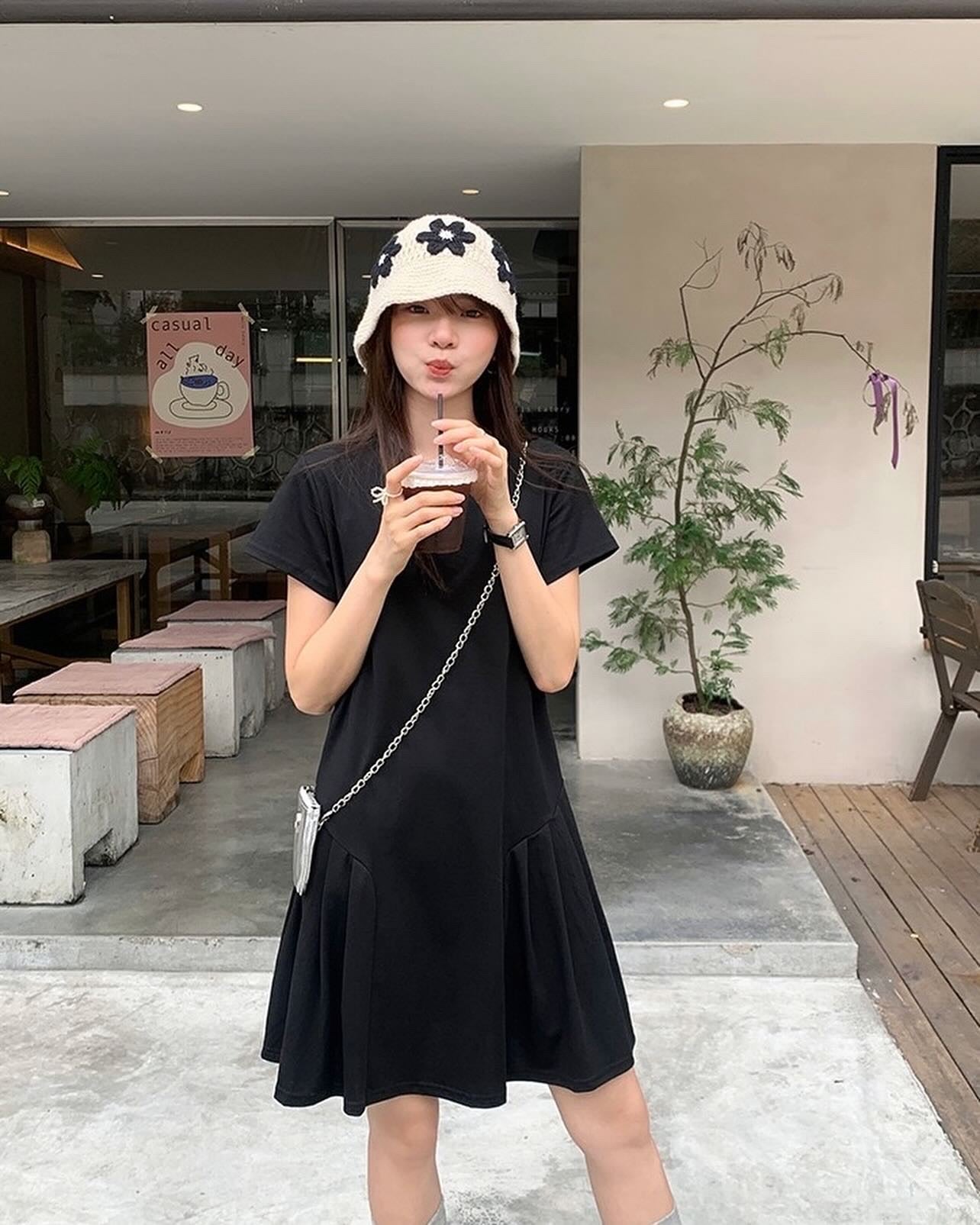 Crew Neck Ruched Dress