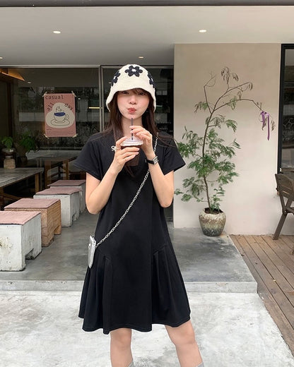 Crew Neck Ruched Dress