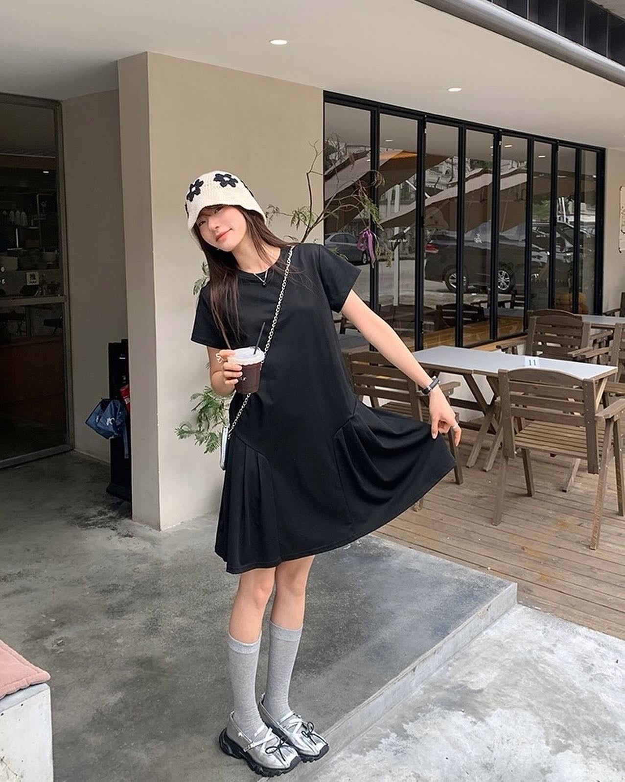 Crew Neck Ruched Dress