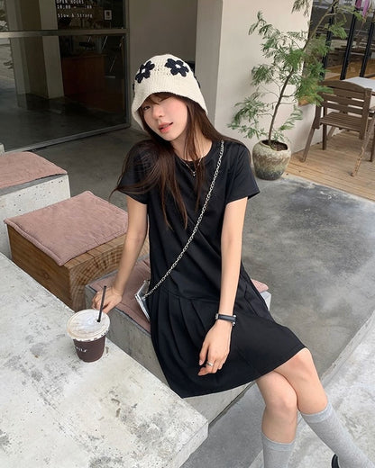 Crew Neck Ruched Dress