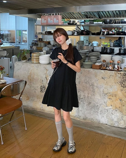 Crew Neck Ruched Dress