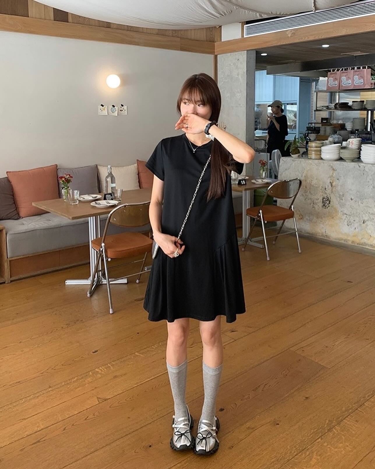 Crew Neck Ruched Dress