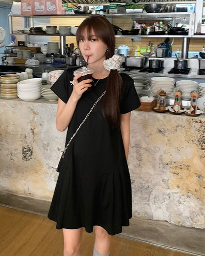 Crew Neck Ruched Dress