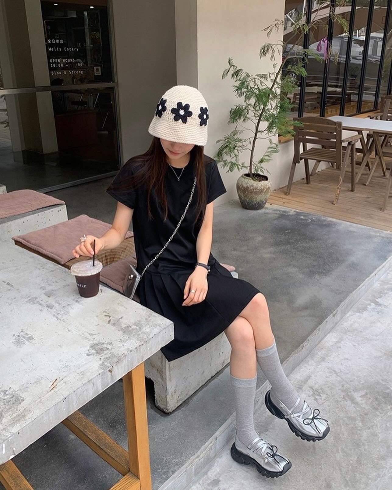 Crew Neck Ruched Dress