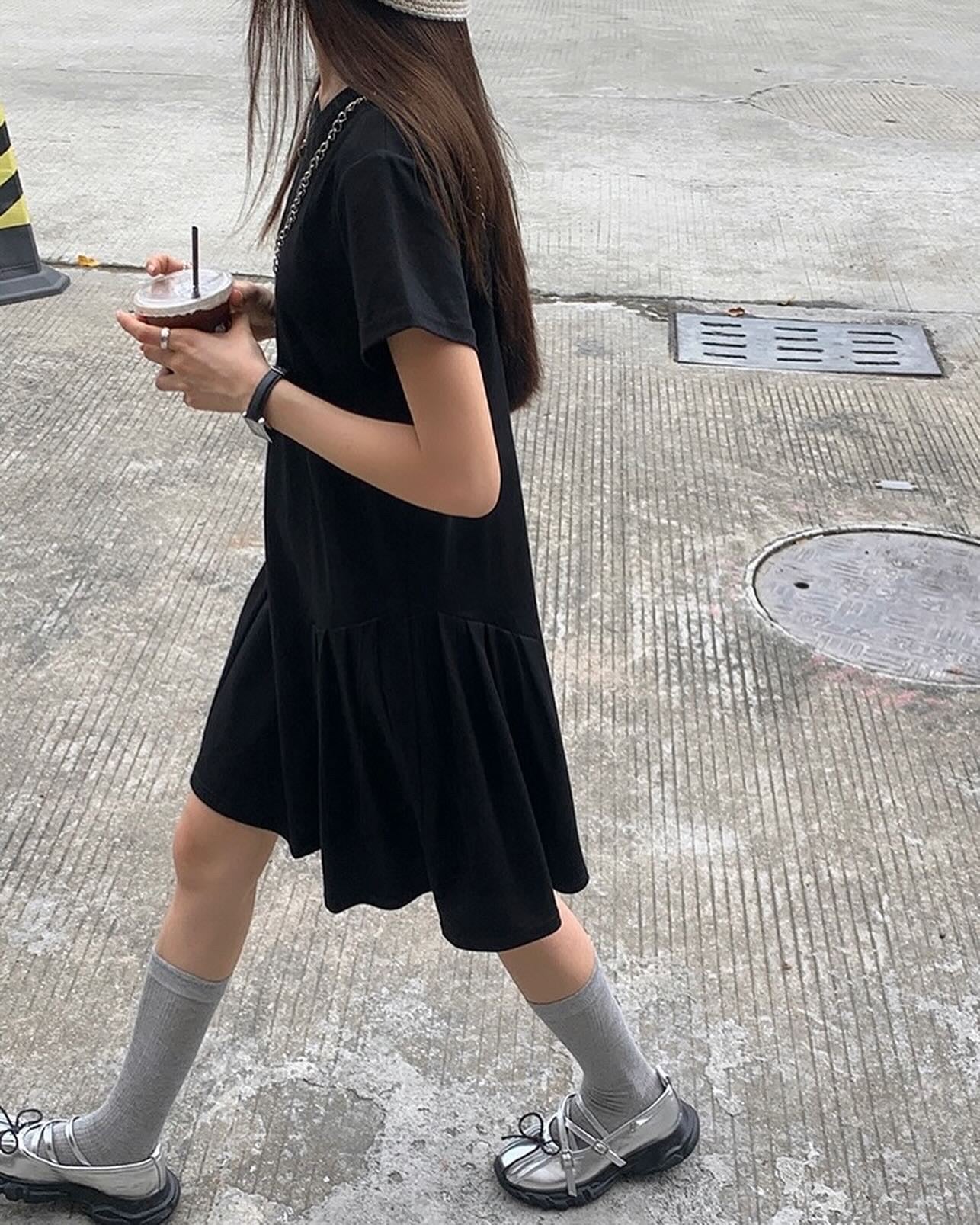 Crew Neck Ruched Dress