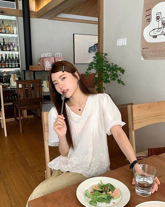 French Lace Puff Sleeve Top