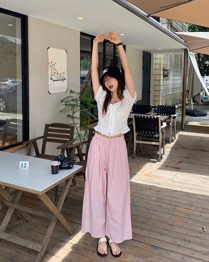 夏日薄款闊腳褲