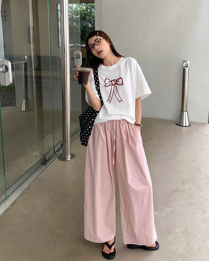 夏日薄款闊腳褲