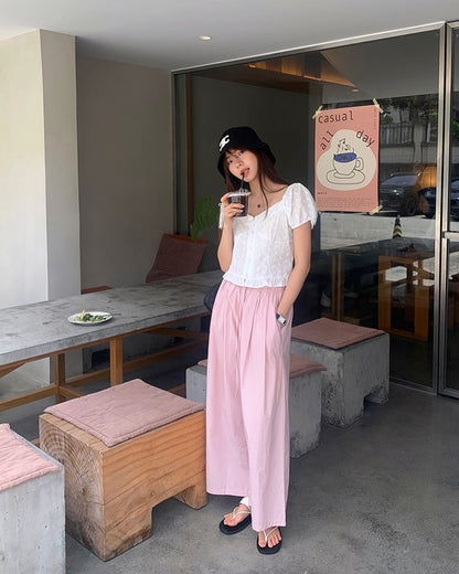 夏日薄款闊腳褲