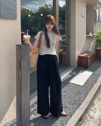 夏日薄款闊腳褲