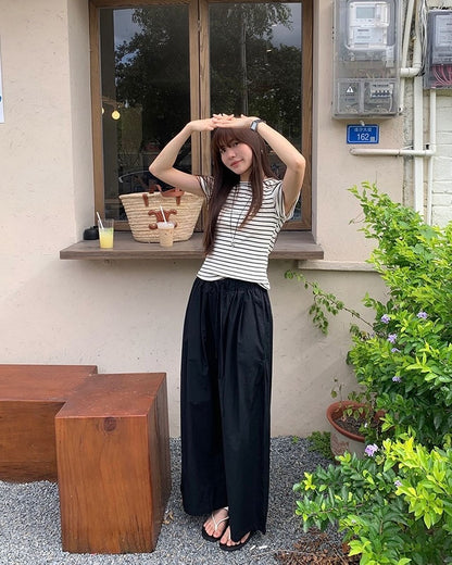 夏日薄款闊腳褲