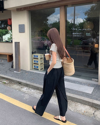 夏日薄款闊腳褲