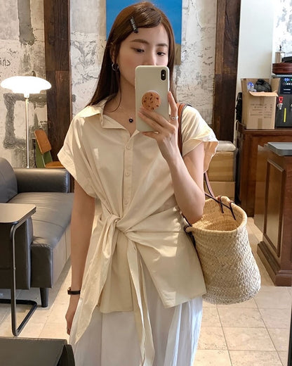 デザインタイアップトップス