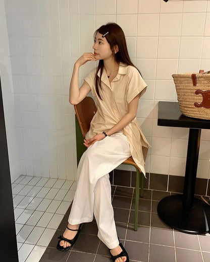 デザインタイアップトップス