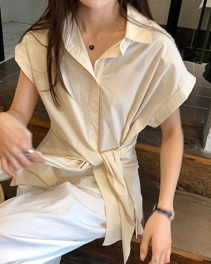 デザインタイアップトップス