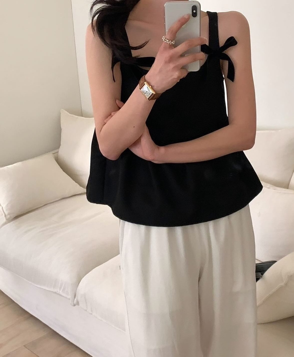 Solid Color Bowknot Vest