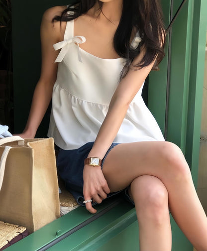 Solid Color Bowknot Vest