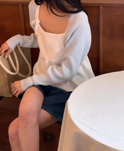 Solid Color Bowknot Vest