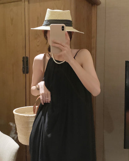 掛脖百褶連身裙