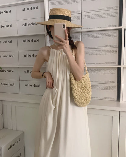 掛脖百褶連身裙