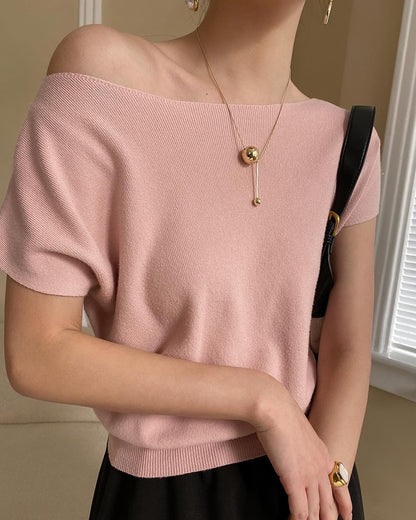 純色薄針織上衣