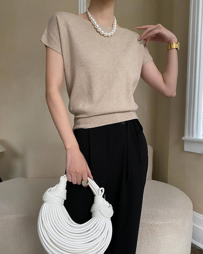 純色薄針織上衣