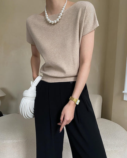 純色薄針織上衣