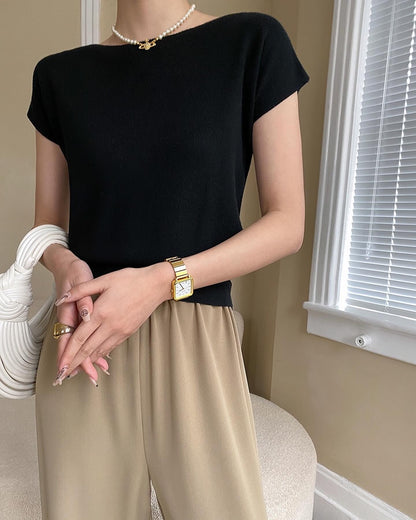 純色薄針織上衣