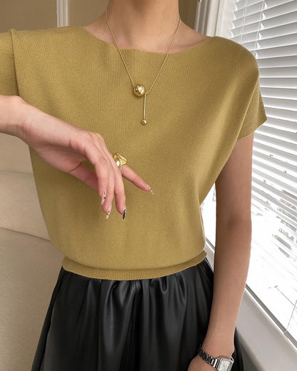 純色薄針織上衣