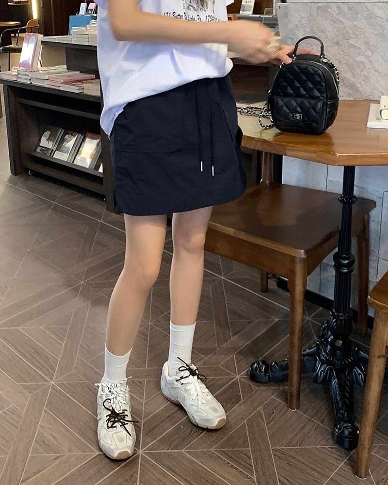 Drawstring A-Line Skirt