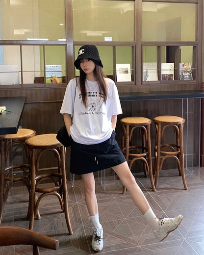 Drawstring A-Line Skirt