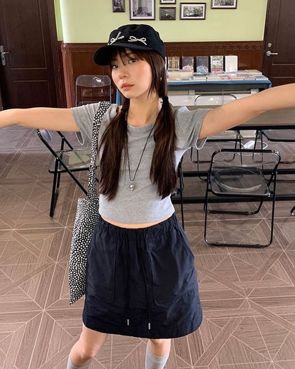 Drawstring A-Line Skirt