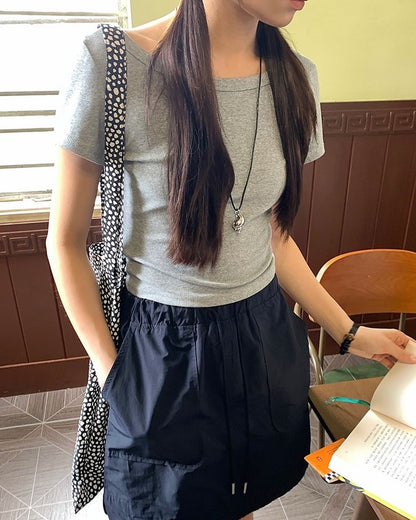 Drawstring A-Line Skirt