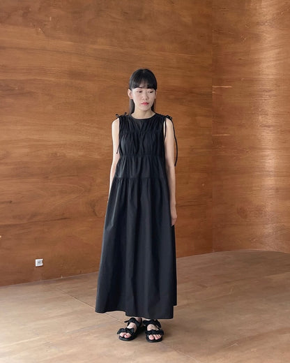 Loose-Fit Long Dress with Bow