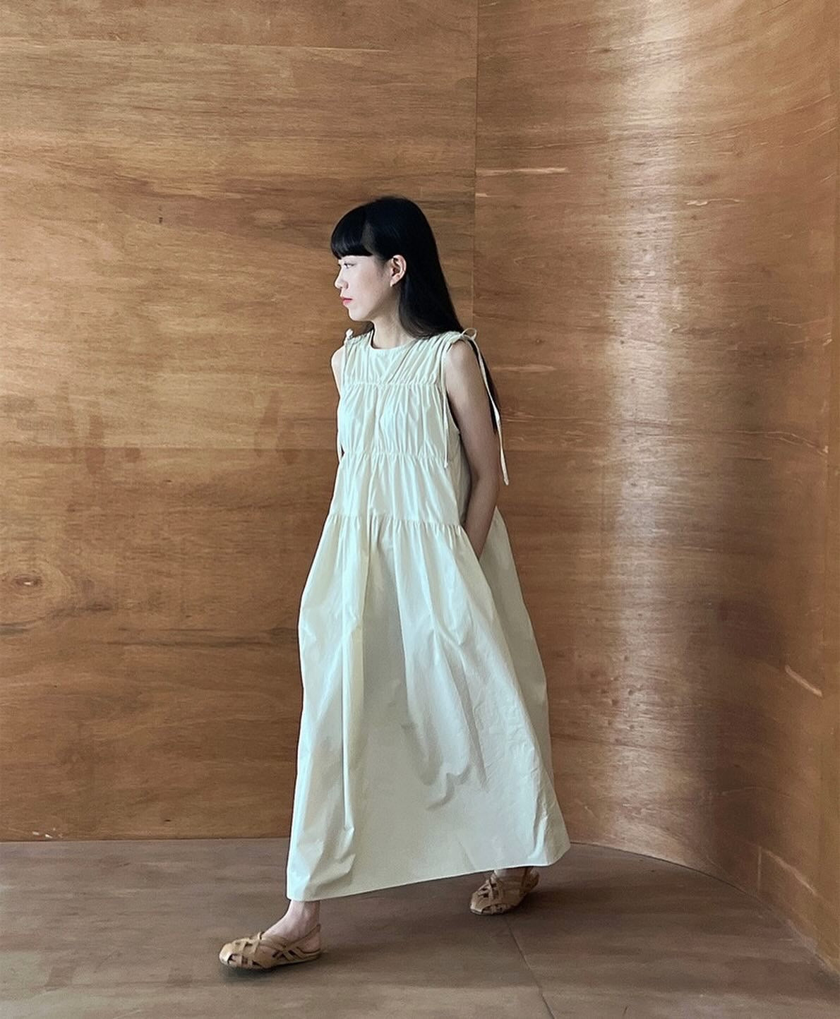 Loose-Fit Long Dress with Bow