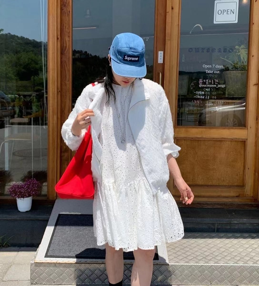 寬鬆泡泡袖連身裙