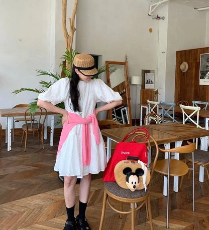 寬鬆泡泡袖連身裙